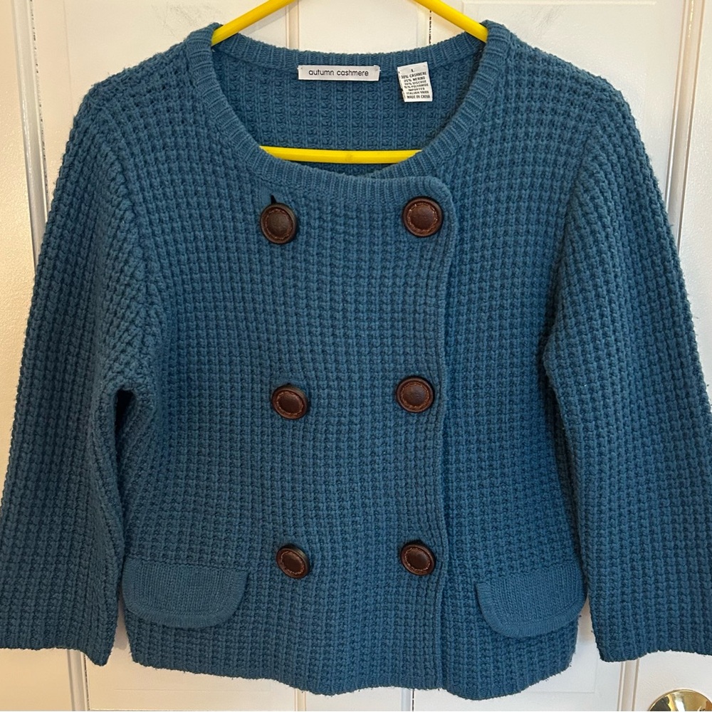 Autumn Cashmere Sweater Women’s Blue Merino And Cashmere Chunky Knit Size Large
